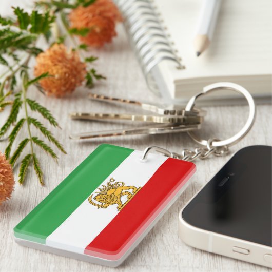 IRAN Lion and Sun Flag Acrylic Keychain (Voorkant Rechts)