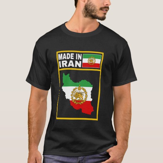 Iran Lion Sun Flag, Iran, Perzisch, Iran kaart, Vl T-shirt (Voorkant)