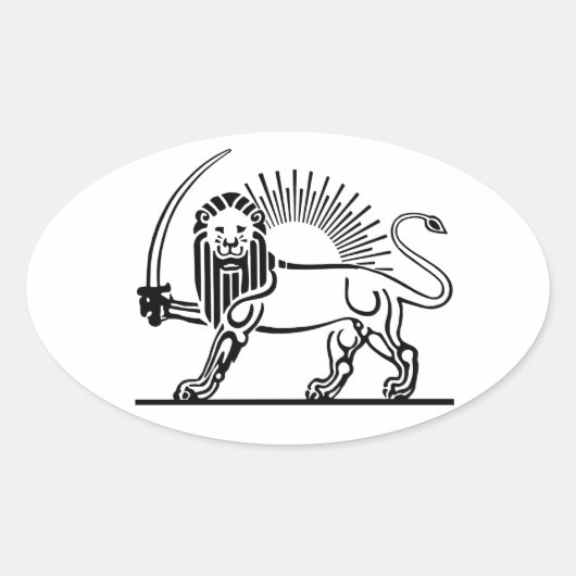 Iran Lion & Sun (Shir-O-Khorshid) Ovale Sticker (Voorkant)