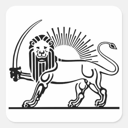 Iran Lion & Sun (Shir-O-Khorshid) Vierkante Sticker (Voorkant)