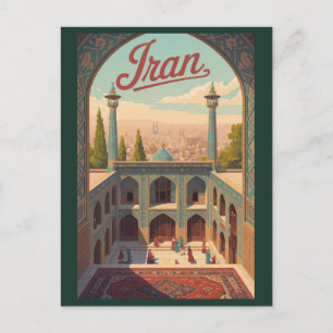 Iran luchtlijn illustratie reis kunst vintage briefkaart