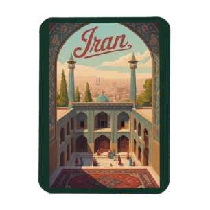 Iran luchtlijn illustratie Reis Kunst Vintage Magneet