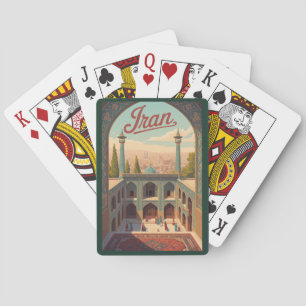 Iran luchtlijn illustratie Reis Kunst Vintage Pokerkaarten