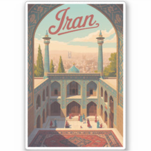 Iran luchtlijn illustratie Reis Kunst Vintage Sticker