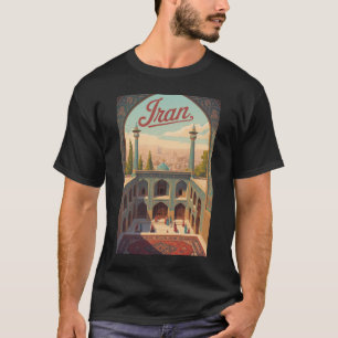 Iran luchtlijn illustratie Reis Kunst Vintage T-shirt