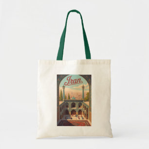 Iran luchtlijn illustratie Reis Kunst Vintage Tote Bag