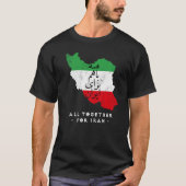 Iran Map, ALLEMAAL SAMEN VOOR IRAN Farsi kalligraf T-shirt (Voorkant)