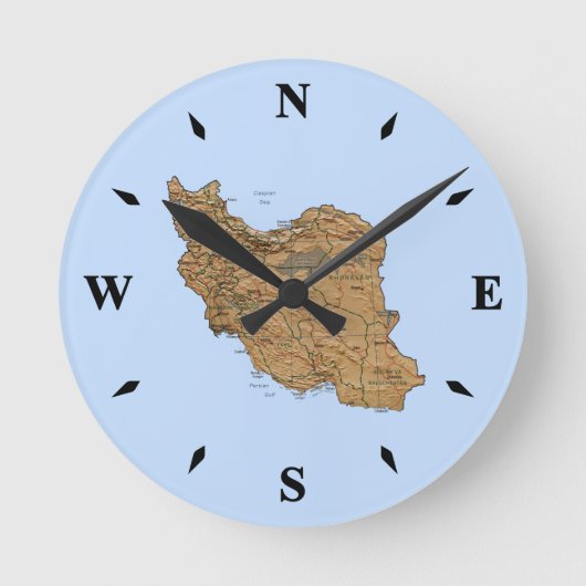 Iran Map Clock Ronde Klok (Voorkant)