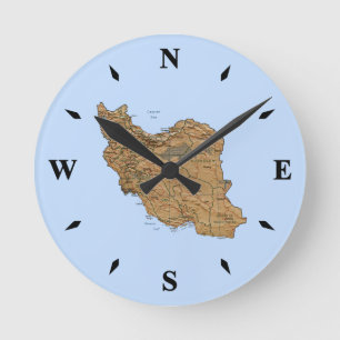 Iran Map Clock Ronde Klok