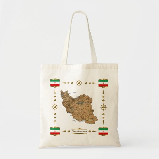 Iran Map + Flags Bag Tote Bag (Voorkant)