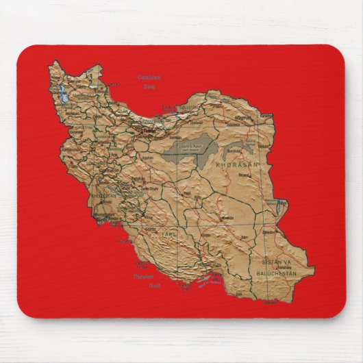 Iran Map Mousepad Muismat (Voorkant)