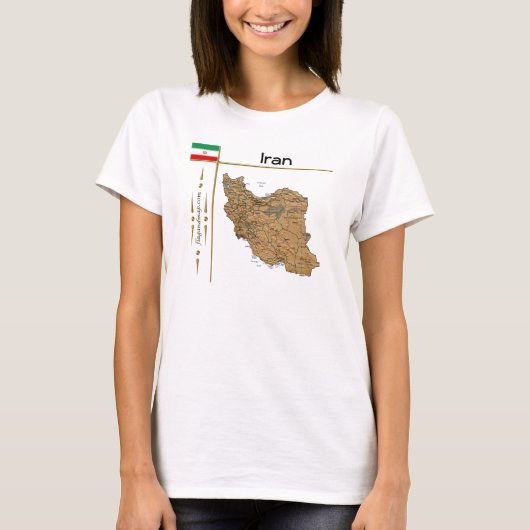 Iran Map + vlag + Titel T-Shirt (Voorkant)