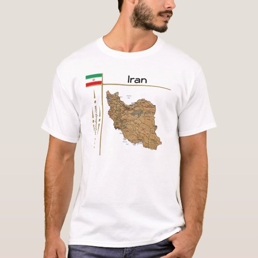 Iran Map + vlag + Titel T-Shirt (Voorkant)