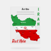 Iran Map with Flag and Emblem Acryl Bord (Voorkant)