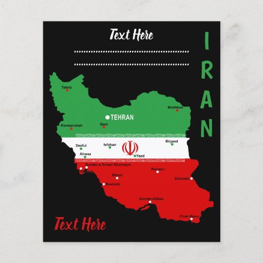 Iran Map with Flag and Emblem Flyer (Voorkant)