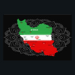 Iran Map with Flag and Emblem Foto Afdruk<br><div class="desc">Iran Political Map with capital Tehran, national borders, most important cities, rivers and lakes. The Iranian Flag Colors are superposed on the Map Silhouette. Vector Illustration by BluedarkArt TheChameleonArt</div>