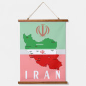 Iran Map with Flag and Emblem Hangend Wandkleed (Voorkant)