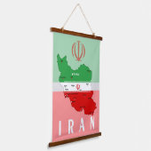 Iran Map with Flag and Emblem Hangend Wandkleed (Gebogen)