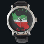 Iran Map with Flag and Emblem Horloge<br><div class="desc">Iran Political Map with capital Tehran, national borders, most important cities, rivers and lakes. The Iranian Flag Colors are superposed on the Map Silhouette. Vector Illustration by BluedarkArt TheChameleonArt</div>