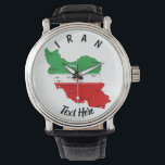 Iran Map with Flag and Emblem Horloge<br><div class="desc">Iran Political Map with capital Tehran, national borders, most important cities, rivers and lakes. The Iranian Flag Colors are superposed on the Map Silhouette. Vector Illustration by BluedarkArt TheChameleonArt</div>