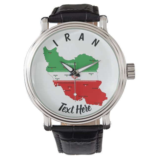 Iran Map with Flag and Emblem Horloge (Voorkant)