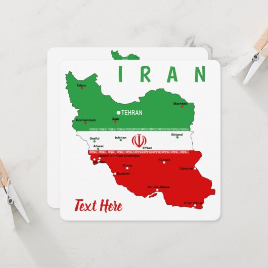 Iran Map with Flag and Emblem Kaart (Voorkant / Achterkant in situ)