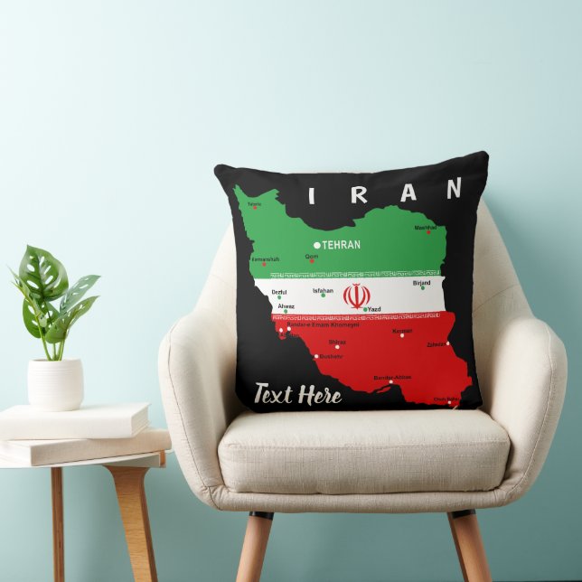 Iran Map with Flag and Emblem Kussen (Stoel)