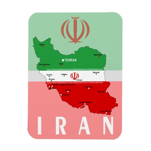Iran Map with Flag and Emblem Magneet (Verticaal)