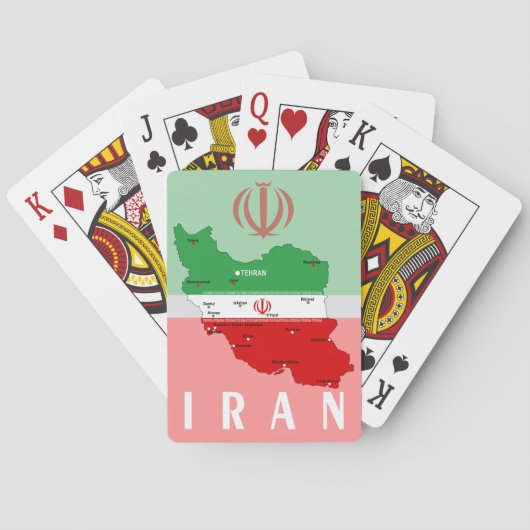 Iran Map with Flag and Emblem Pokerkaarten (Achterkant)