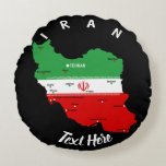Iran Map with Flag and Emblem Rond Kussen<br><div class="desc">Iran Political Map with capital Tehran,  national borders,  most important cities,  rivers and lakes. The Iranian Flag Colors are superposed on the Map Silhouette. Vector Illustration by BluedarkArt TheChameleonArt</div>