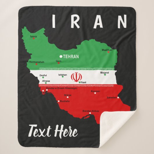 Iran Map with Flag and Emblem Sherpa Deken (Voorkant)