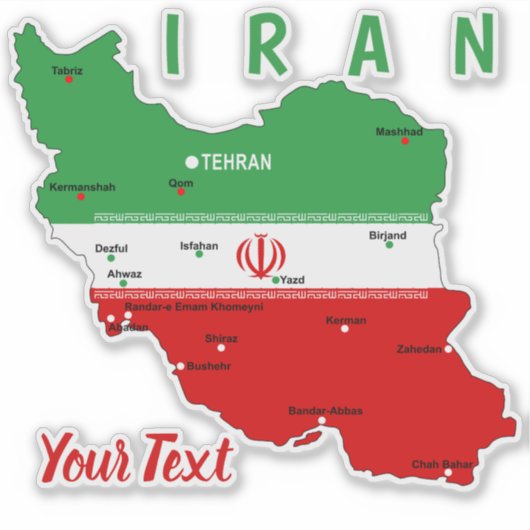 Iran Map with Flag and Emblem Sticker (Voorkant)