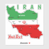 Iran Map with Flag and Emblem Sticker (Vel)