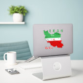 Iran Map with Flag and Emblem Sticker (Laptop op bureau)