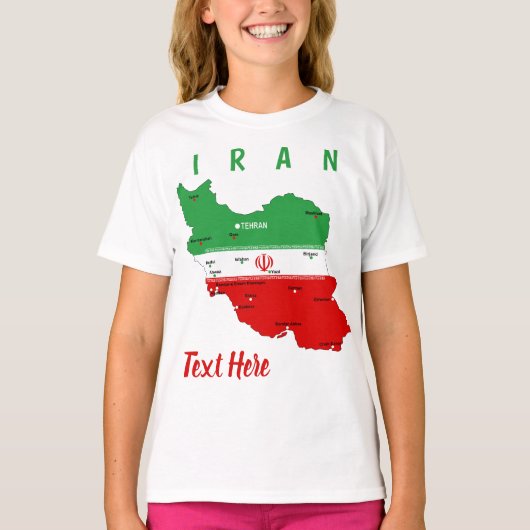 Iran Map with Flag and Emblem T-shirt (Voorkant)