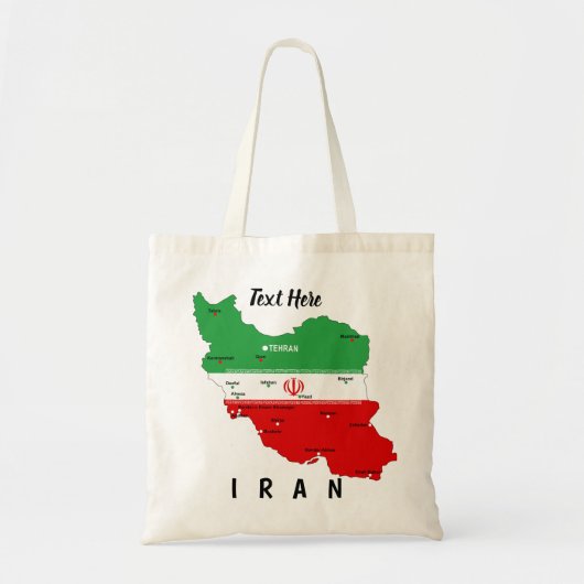 Iran Map with Flag and Emblem Tote Bag (Voorkant)