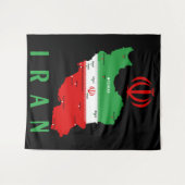 Iran Map with Flag and Emblem Wandkleed (Voorkant (horizontaal))
