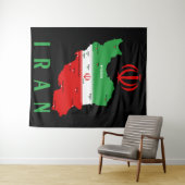 Iran Map with Flag and Emblem Wandkleed (In Situ (horizontaal))