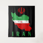 Iran Map with Flag and Emblem Wandkleed (Voorkant)