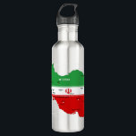 Iran Map with Flag and Emblem Waterfles<br><div class="desc">Iran Political Map with capital Tehran,  national borders,  most important cities,  rivers and lakes. The Iranian Flag Colors are superposed on the Map Silhouette. Vector Illustration by BluedarkArt TheChameleonArt</div>