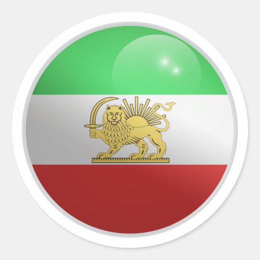 Iran Perzische Glossy Circle Vlag Ronde Sticker (Voorkant)