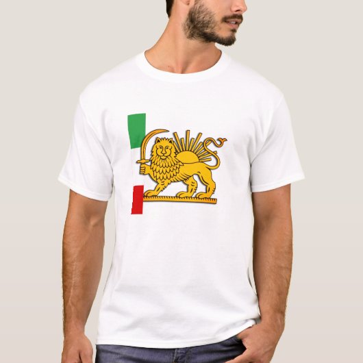 Iran, Perzische Leeuw & Vlag, Sjah van Iran T-shirt (Voorkant)