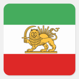 Iran, Perzische vlag met Leeuw, Shah van Iran Vierkante Sticker
