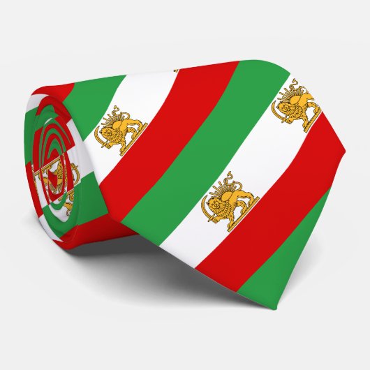 Iran, Perzische vlag met Lion, Shah of Iran Stripe Stropdas (Opgerold)
