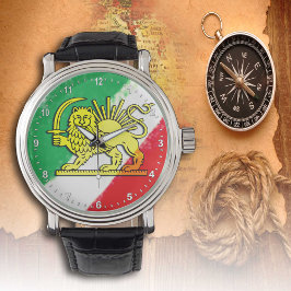 Iran, Perzische vlag met Lion, Shah of Iran Watch Horloge