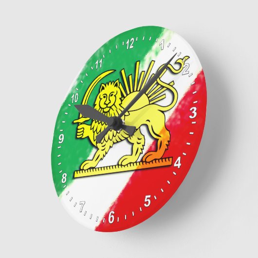  Iran, Perzische vlag met Lion, Shah van Iran Ronde Klok (Hoek)