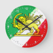  Iran, Perzische vlag met Lion, Shah van Iran Ronde Klok (Voorkant)