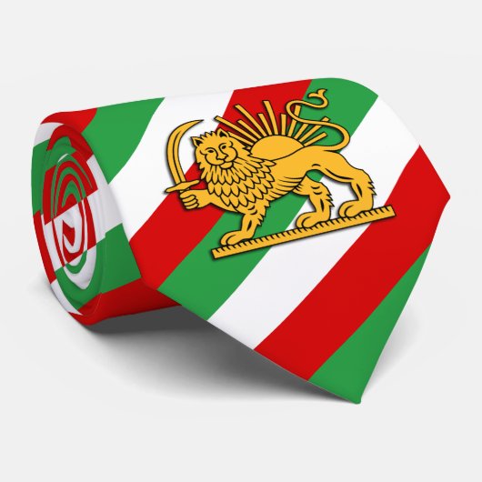 Iran, Perzische vlag met Lion, Shah van Iran Stropdas (Opgerold)