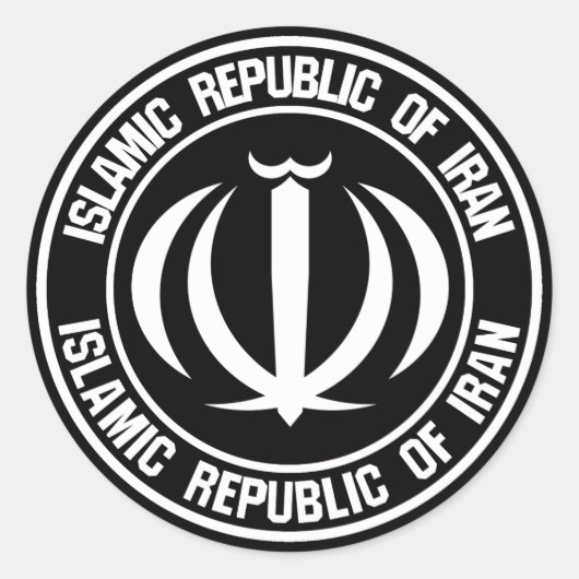 Iran Round Emblem Ronde Sticker (Voorkant)
