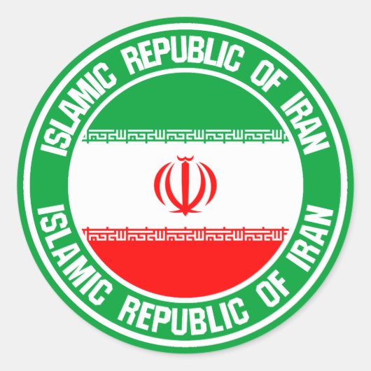 Iran Round Emblem Ronde Sticker (Voorkant)